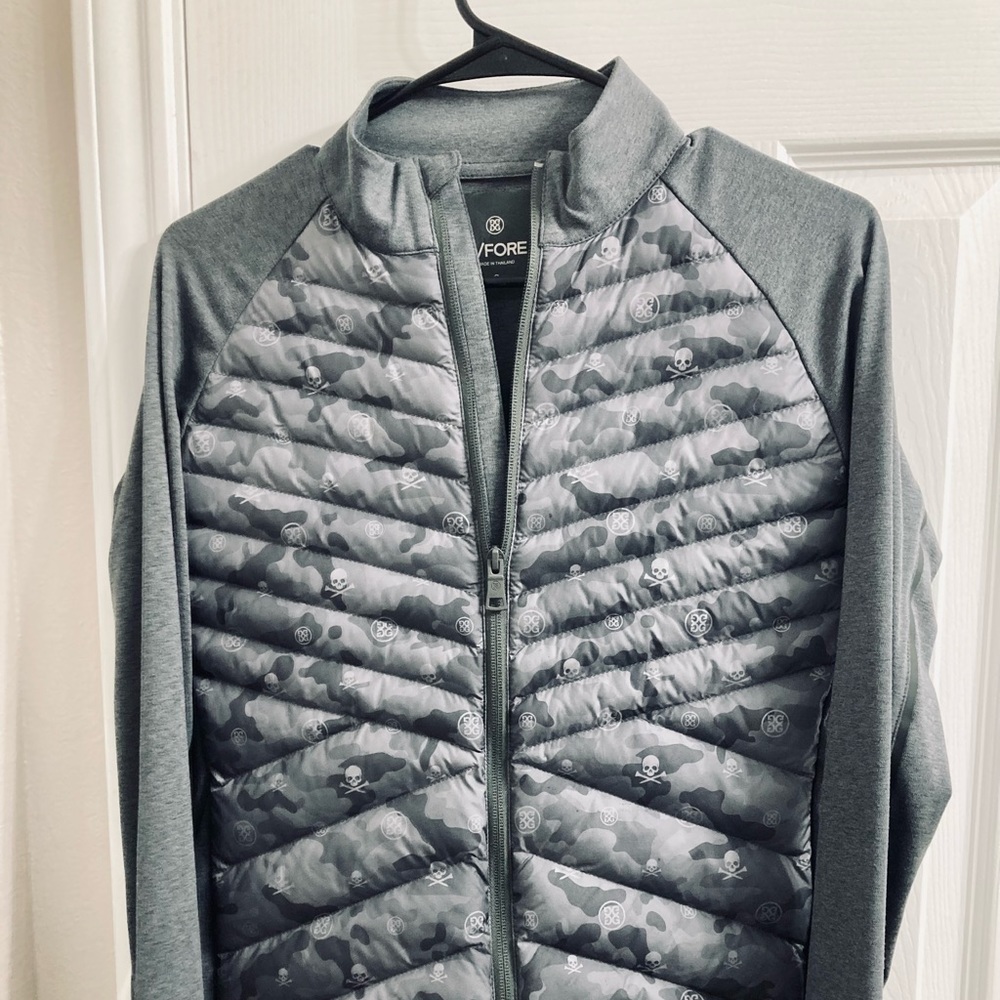 G/Fore Skull Quilted Hybrid Charcoal Jacket-Small